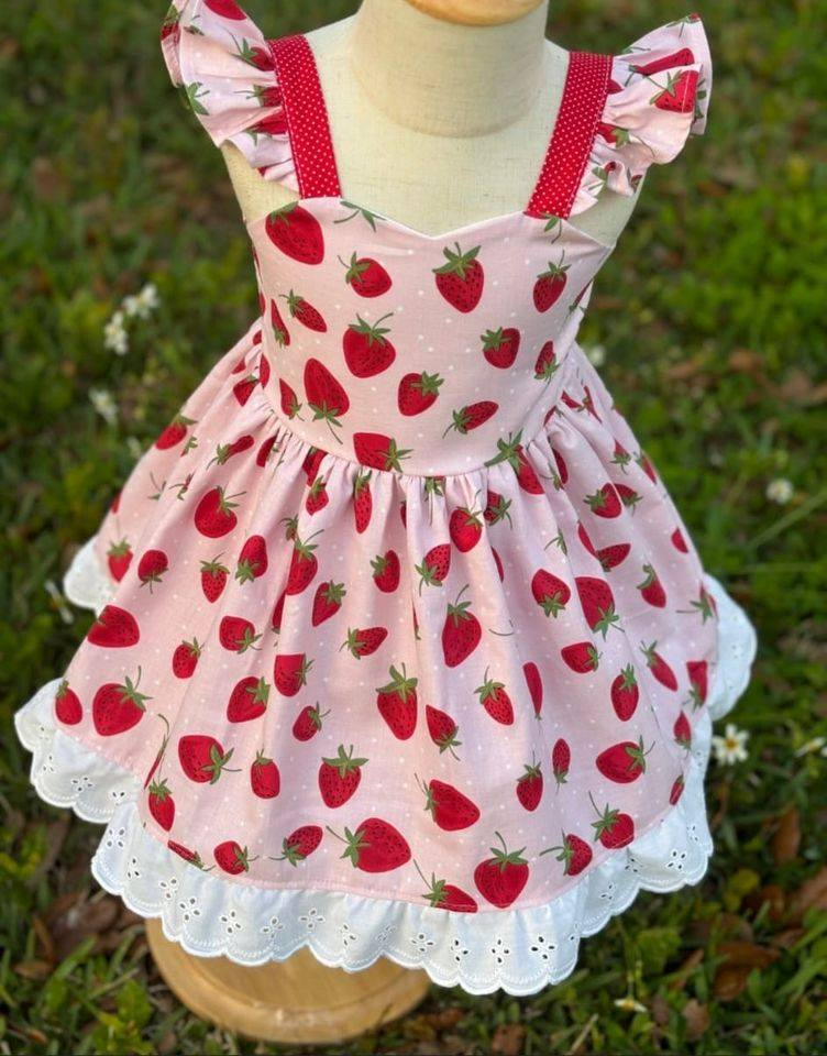 GSD1273 pre-order toddler clothes strawberry baby girl summer dress