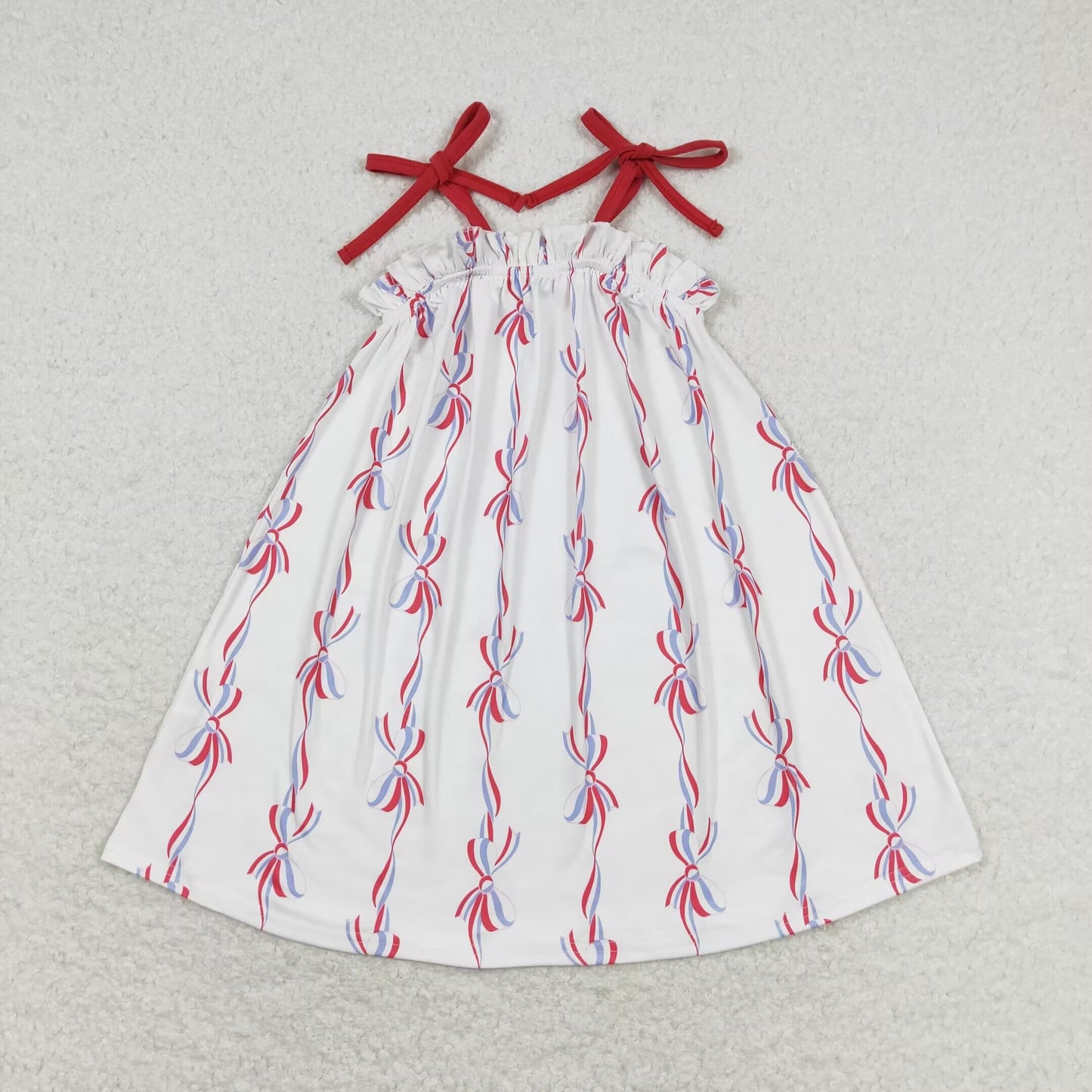 RTS no moq GSD1274 National Day Bow White Suspender Dress