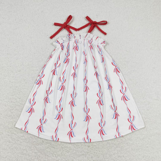 RTS no moq GSD1274 National Day Bow White Suspender Dress