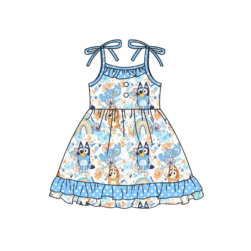 GSD1284 pre-order toddler clothes cartoon dog baby girl summer dress