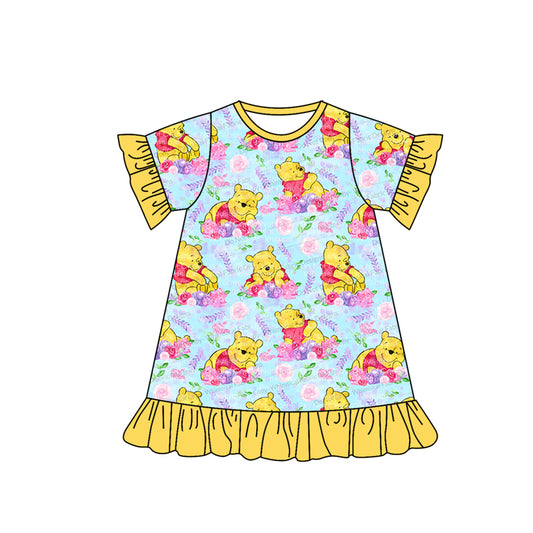 GSD1292 pre-order toddler clothes cartoon bear baby girl summer dress
