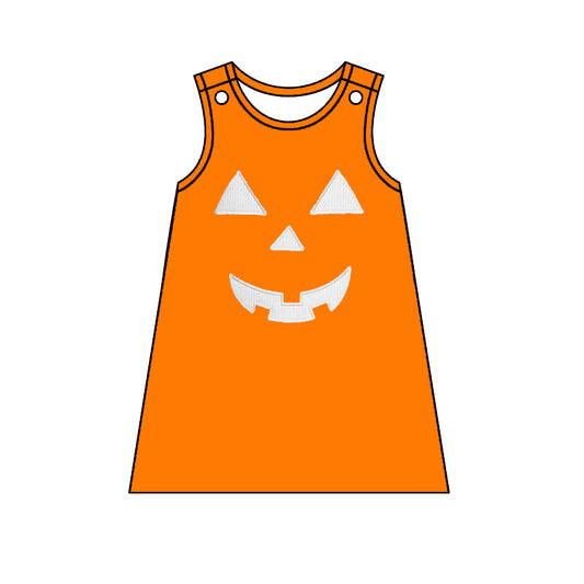 no moq GSD1376 pre-order baby girls clothes Halloween pumpkin sleeveless dress-2024.7.18