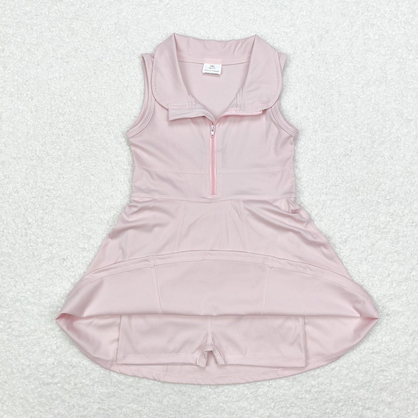 rts no moq GSD1378 Pink zippered yoga sleeveless dress