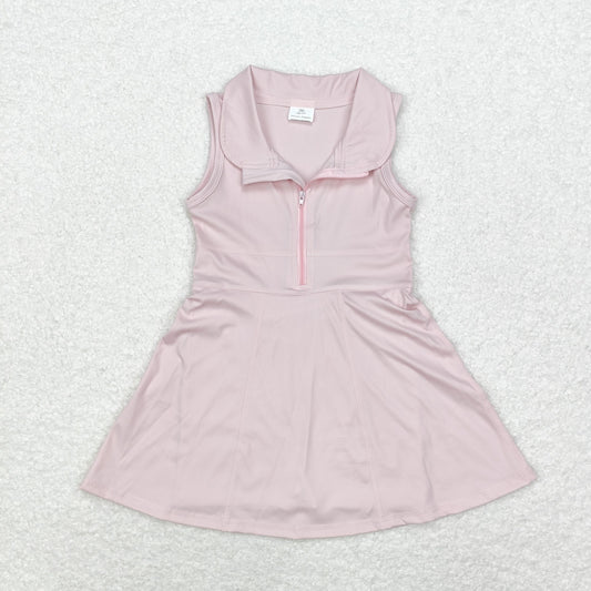 rts no moq GSD1378 Pink zippered yoga sleeveless dress