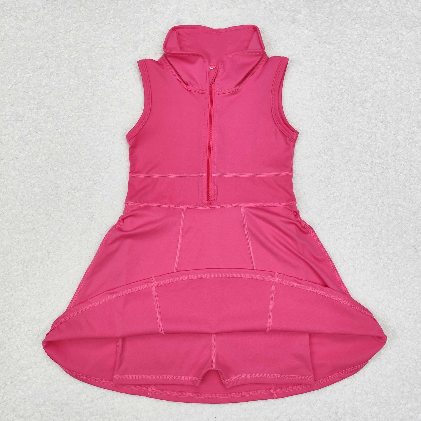 rts no moq GSD1379 Pure rose red zipper yoga suit sleeveless dress