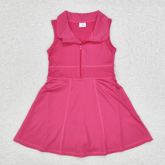 RTS NO MOQ ETA 5/7days Arrived GSD1379 Pure rose red zipper yoga suit sleeveless dress