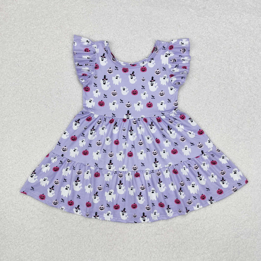 RTS NO MOQ ETA 5/7days GSD1425 Ghost bat pumpkin blue and purple lace sleeveless dress