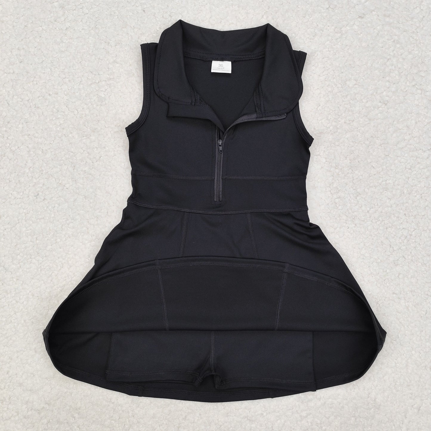 RTS NO MOQ ETA 5/7days Arrived GSD1428 Solid black zippered yoga sleeveless dress