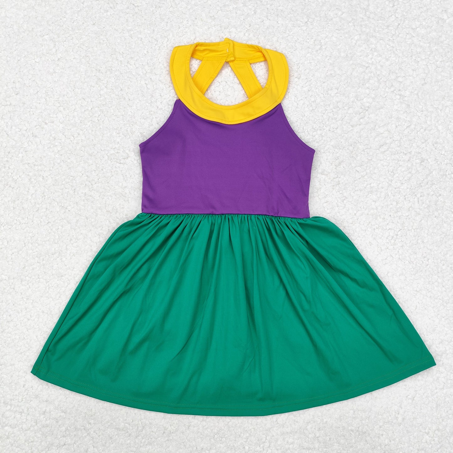 RTS NO MOQ ETA 5-7DAYS ARRIVED GSD1433 Solid yellow purple and green sports sleeveless dress