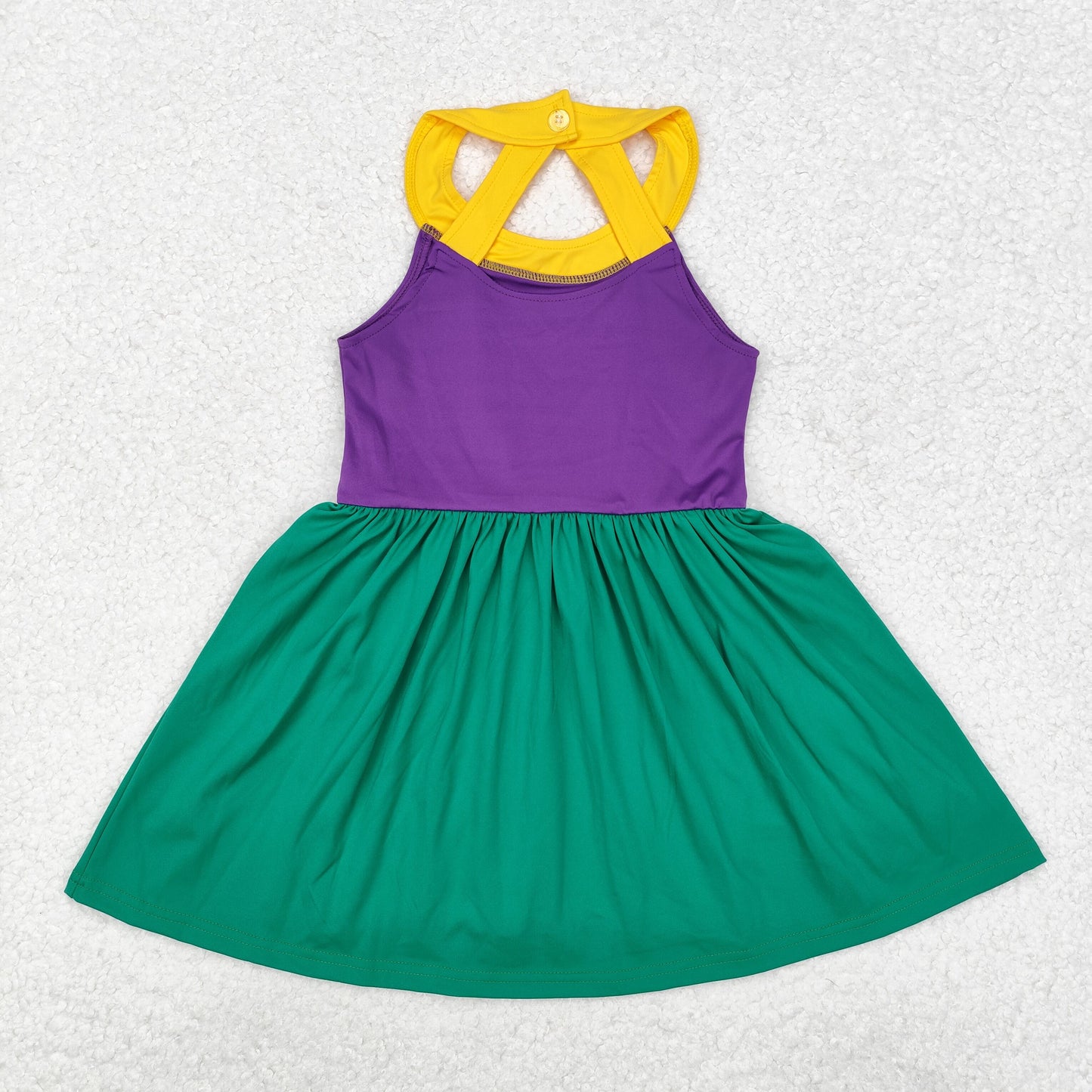 RTS NO MOQ ETA 5-7DAYS ARRIVED GSD1433 Solid yellow purple and green sports sleeveless dress