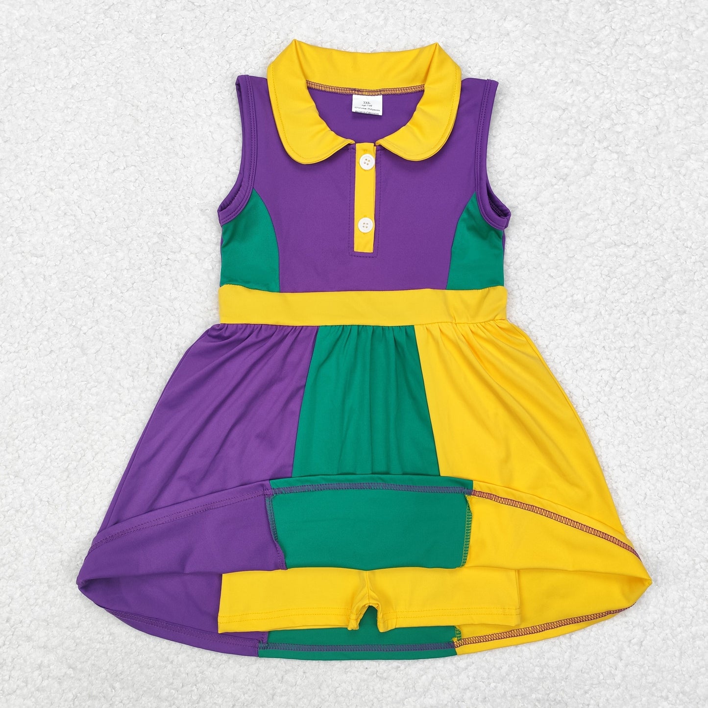 RTS NO MOQ ETA 5-7DAYS ARRIVED GSD1434 Solid yellow purple green collared sports sleeveless dress