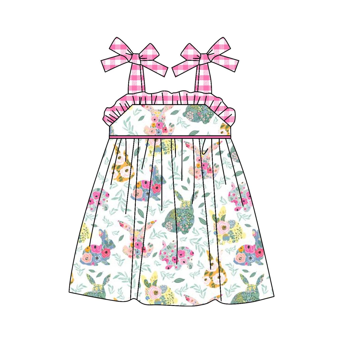 no moq GSD1460 pre-order baby girls clothes easter pink suspender dress-2024.10.10