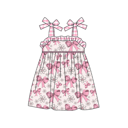 no moq GSD1461 pre-order baby girls clothes bow pink suspender dress-2024.10.11