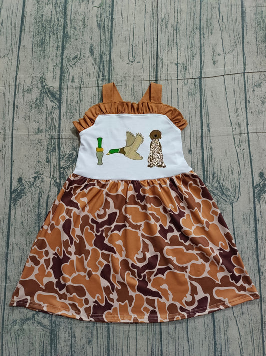 (Pre Order) No moq GSD1518 PRE-ORDER baby girl clothes embroidery duck puppy suspender dress-26.1.8