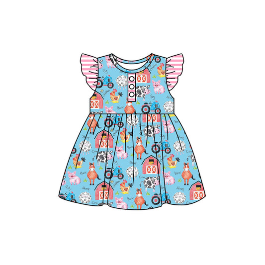 no moq GSD1602 pre-order baby girls clothes farm flying sleeve dress-2024.11.18