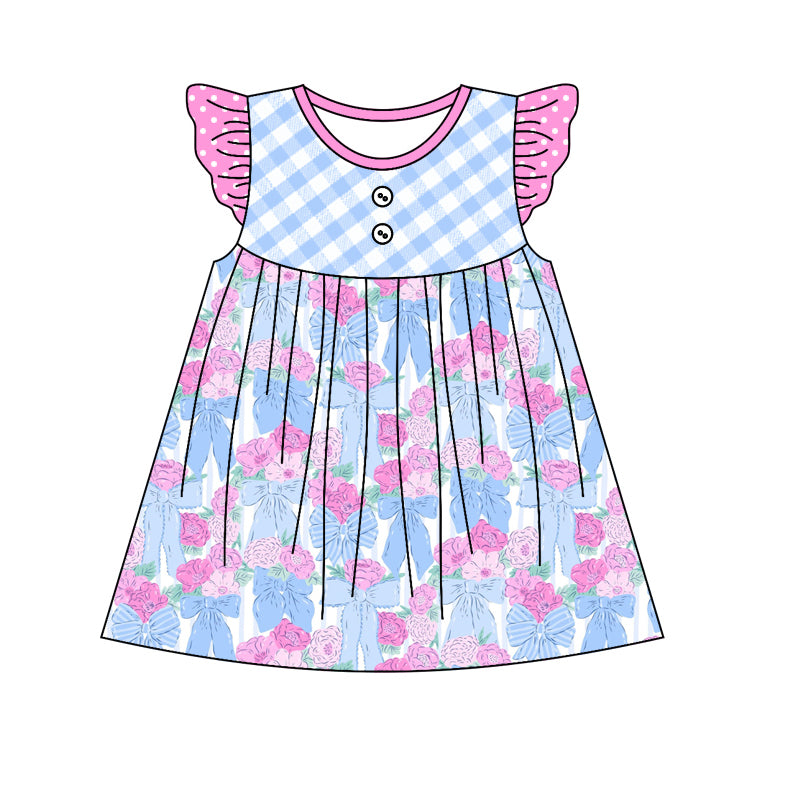 no moq GSD1606 pre-order baby girls clothes floral flying sleeve dress-2024.11.20