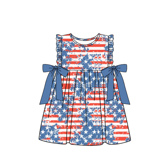 no moq GSD1624 pre-order baby girls clothes stars blue sleeveless dress-2024.11.23