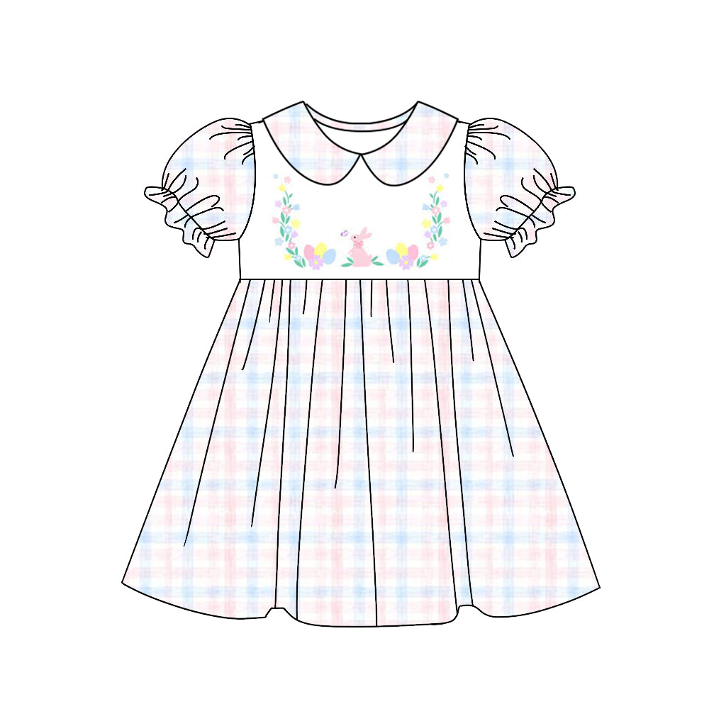 no moq GSD1626 pre-order baby girls clothes easter rabbit short sleeve dress-2024.11.25