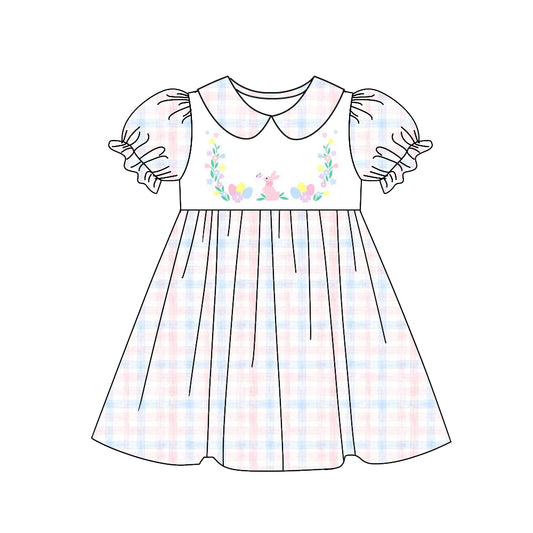 no moq GSD1626 pre-order baby girls clothes easter rabbit short sleeve dress-2024.11.25