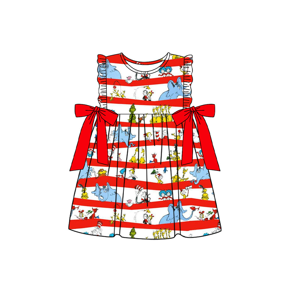 no moq GSD1643 pre-order baby girls clothes dr seuss red sleeveless dress-2024.11.29