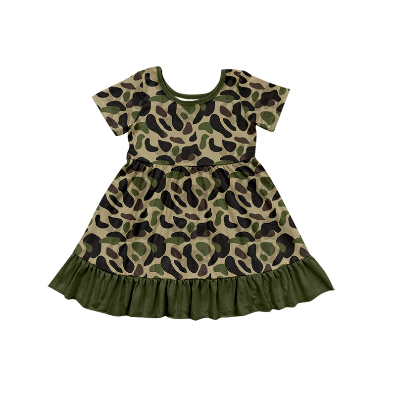 no moq GSD1670 pre-order baby girls clothes camouflage short sleeve dress-2024.12.6