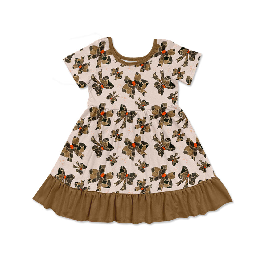 no moq GSD1672 pre-order baby girls clothes camouflage bow short sleeve dress-2024.12.6