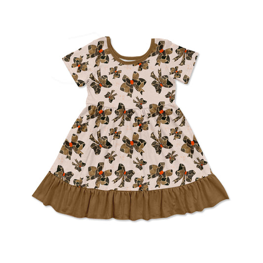 no moq GSD1672 pre-order baby girls clothes camouflage bow short sleeve dress-2024.12.6