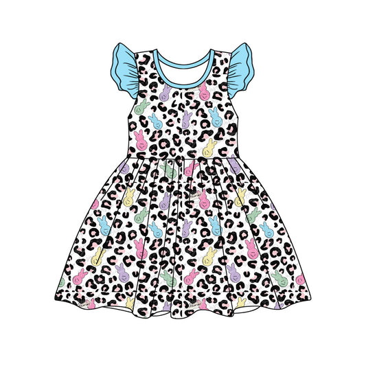 no moq GSD1679 pre-order baby girls clothes leopard flying sleeve dress-2024.12.7