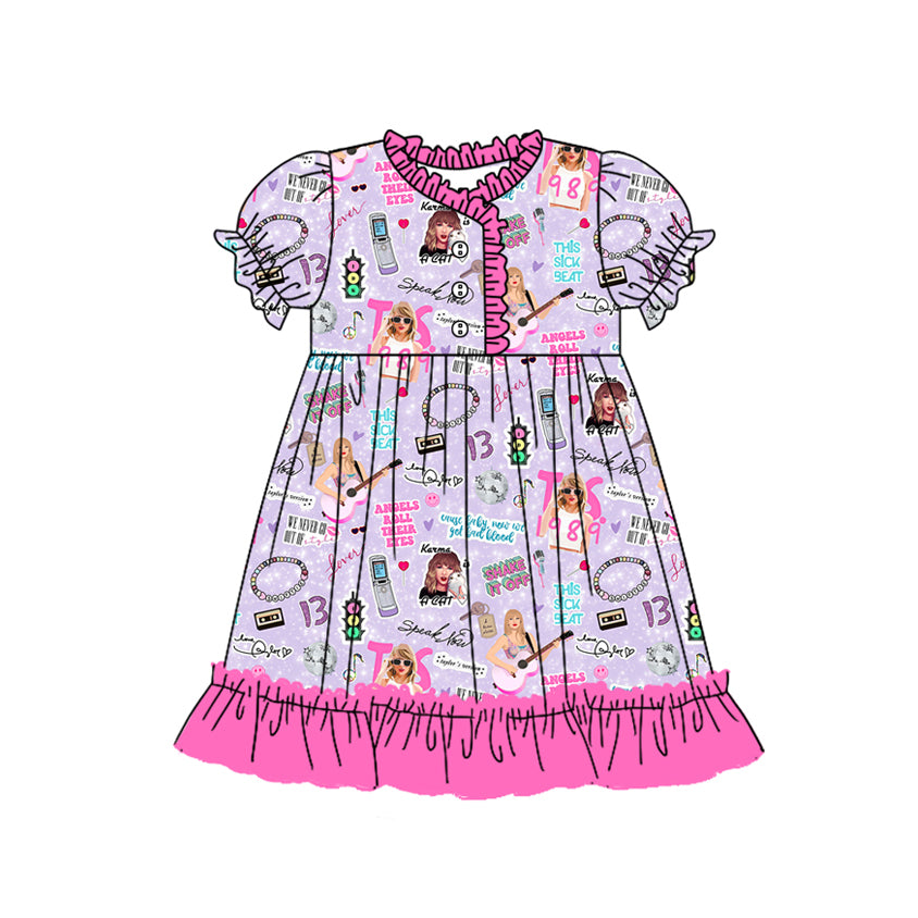 no moq GSD1694 pre-order baby girls clothes taylor swift short sleeve dress-2024.12.10