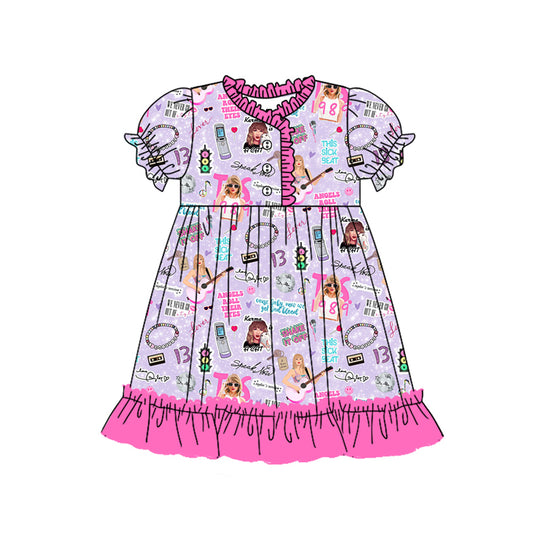 no moq GSD1694 pre-order baby girls clothes taylor swift short sleeve dress-2024.12.10