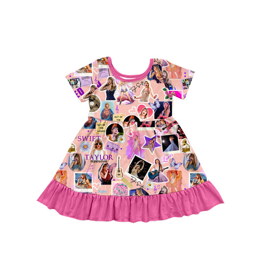 no moq GSD1714 pre-order baby girls clothes taylor swift short sleeve dress-2024.12.13