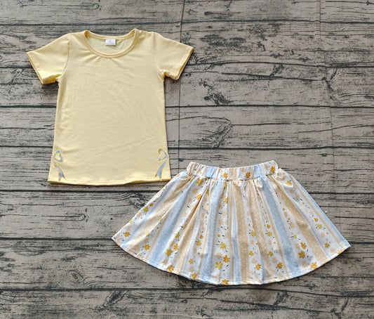 no moq GSD1716 pre-order baby girls clothes embroidery floral yellow short sleeve dress