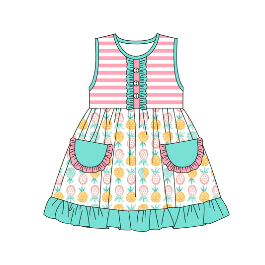 no moq GSD1724 pre-order baby girls clothes lemon sleeveless dress-2024.12.15