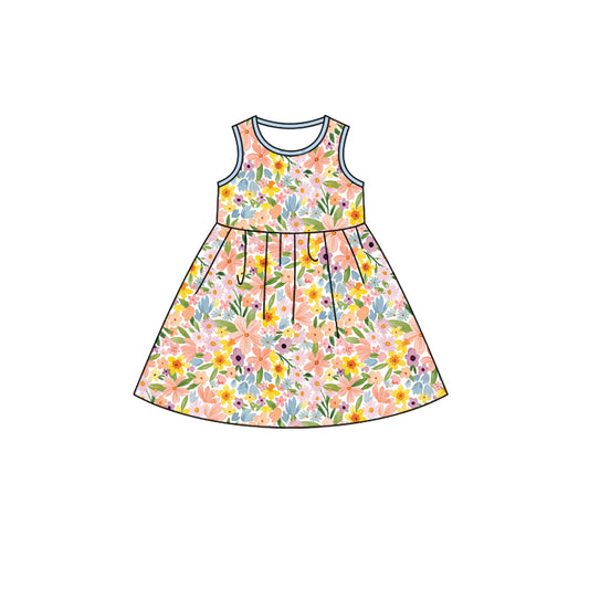 no moq GSD1727 pre-order baby girls clothes floral sleeveless dress-2024.12.15