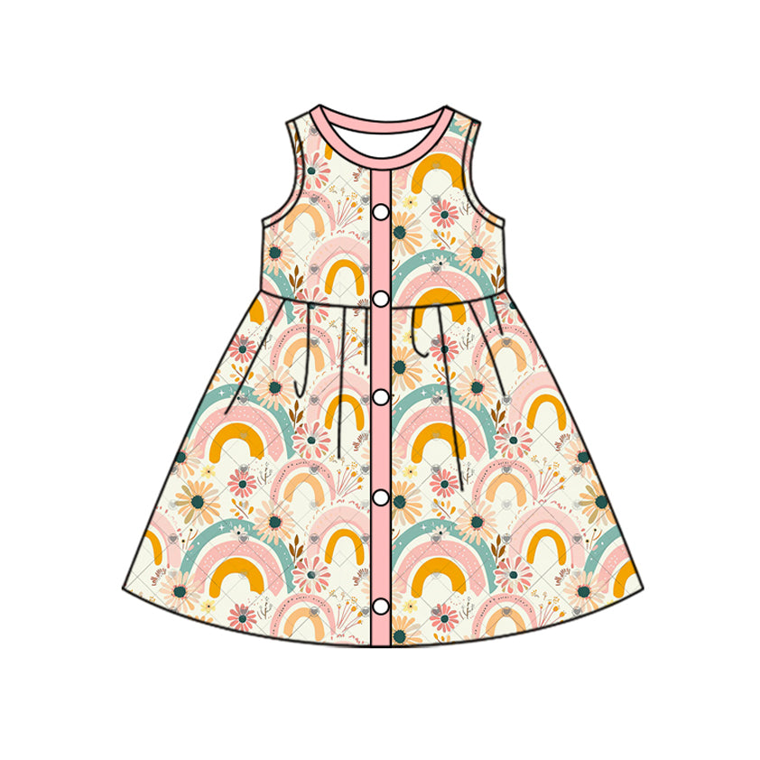 no moq GSD1743 pre-order baby girls clothes rainbow sleeveless dress-2024.12.20