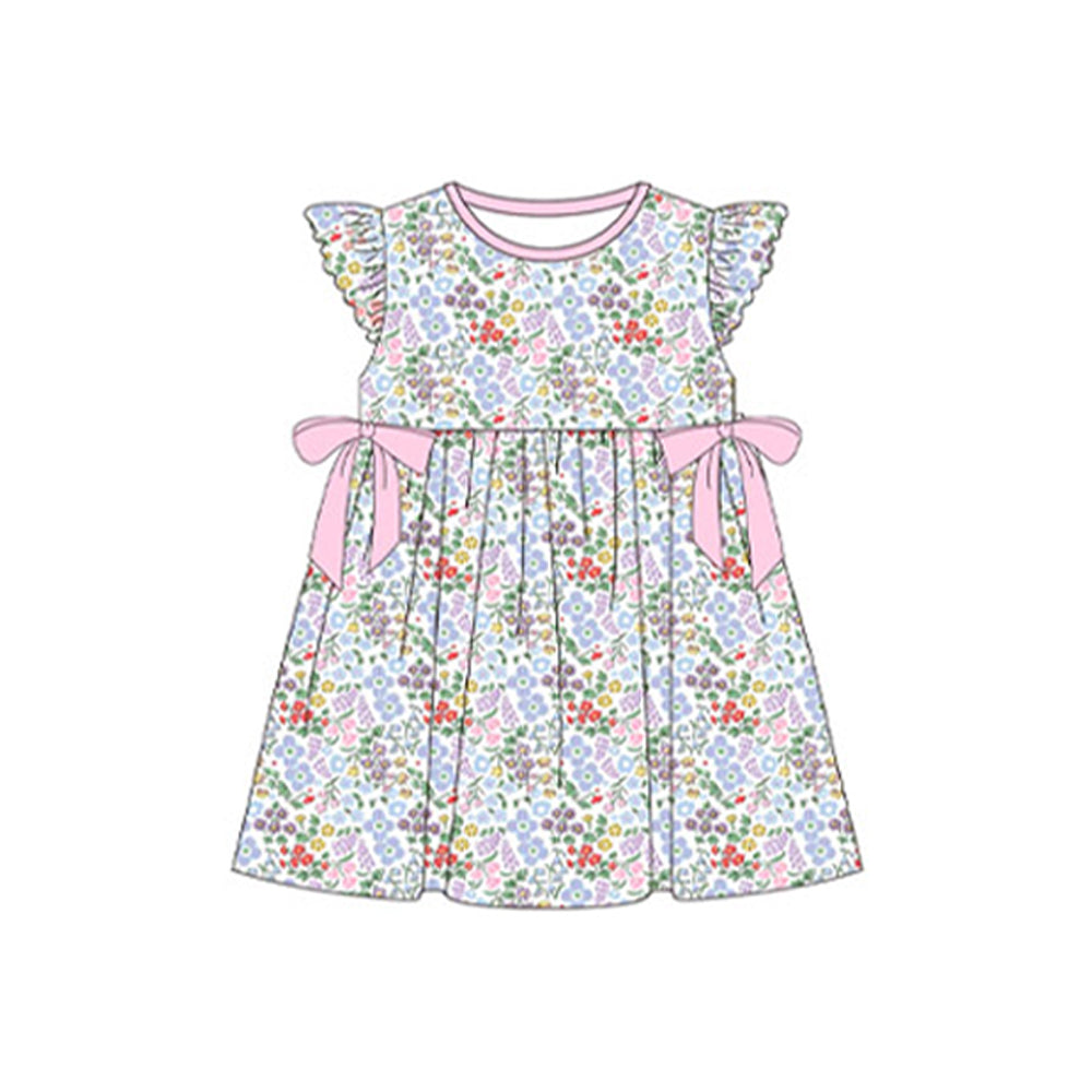 no moq GSD1757 pre-order baby girls clothes floral flying sleeve dress-2024.12.24