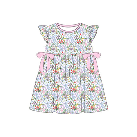 no moq GSD1757 pre-order baby girls clothes floral flying sleeve dress-2024.12.24