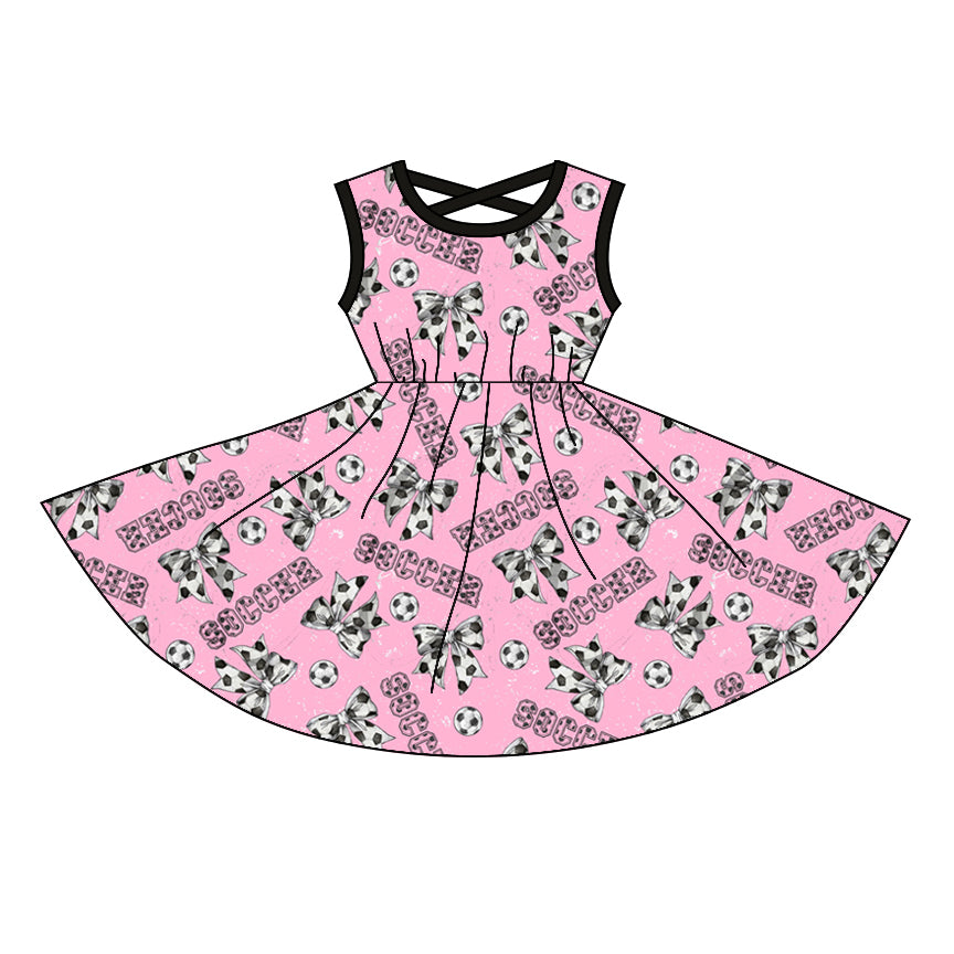 no moq GSD1764 pre-order baby girls clothes bow football sleeveless dress-2024.12.25