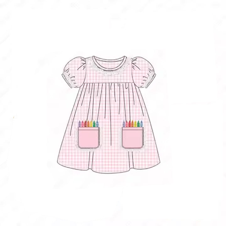 no moq GSD1780 pre-order baby girls clothes pink short sleeve dress-2024.12.27