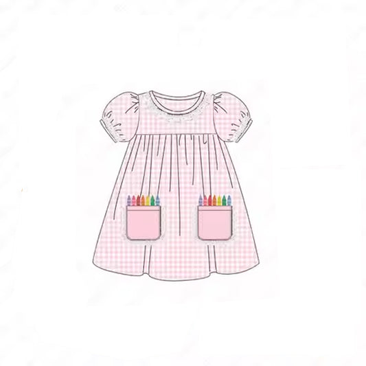 no moq GSD1780 pre-order baby girls clothes pink short sleeve dress-2024.12.27