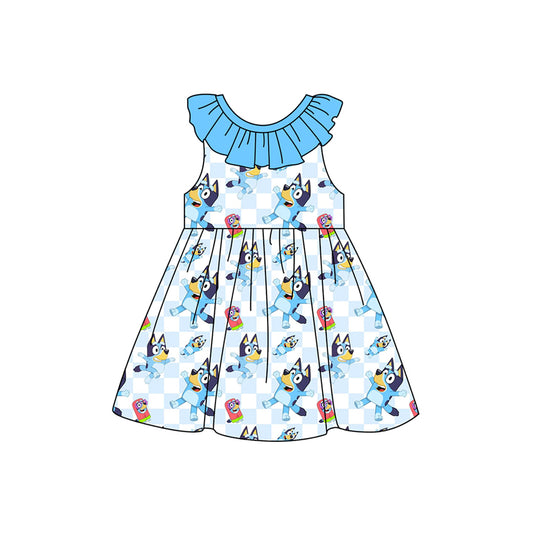 no moq GSD1781 pre-order baby girls clothes cartoon dog flying sleeve dress-2024.12.28