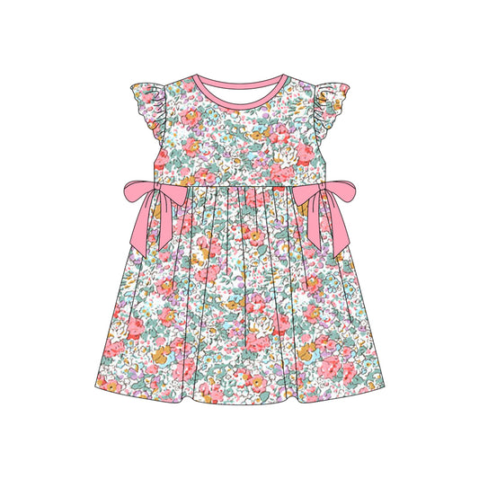 no moq GSD1782 pre-order baby girls clothes floral flying sleeve dress-2024.12.28