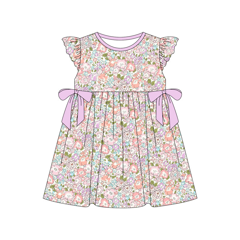 no moq GSD1783 pre-order baby girls clothes floral flying sleeve dress-2024.12.28