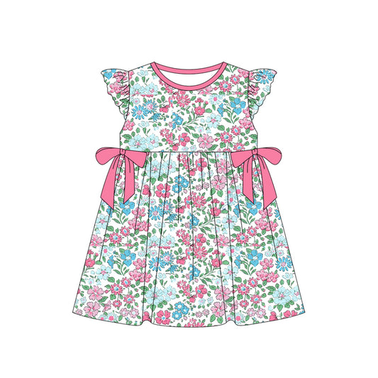 no moq GSD1784 pre-order baby girls clothes floral flying sleeve dress-2024.12.28