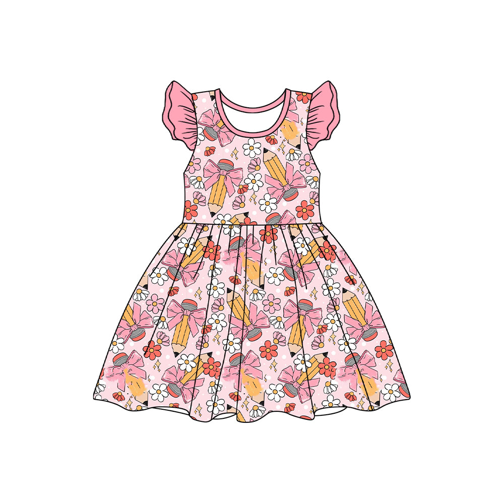 no moq GSD1786 pre-order baby girls clothes pencil floral flying sleeve dress-2024.12.28