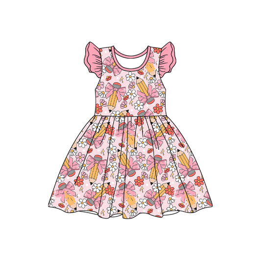 no moq GSD1786 pre-order baby girls clothes pencil floral flying sleeve dress-2024.12.28