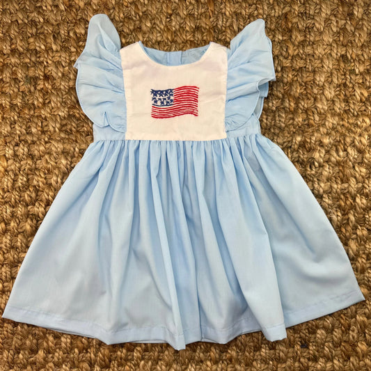 no moq GSD1792 pre-order baby girls clothes 4th of july short sleeve dress-2024.12.30