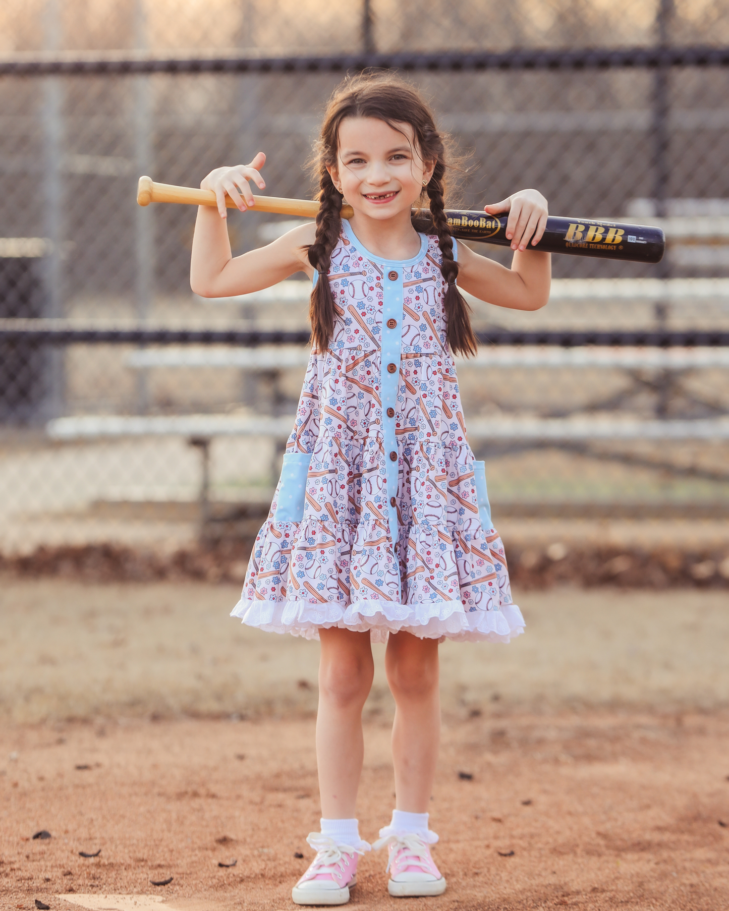 no moq GSD1830 pre-order baby girls clothes baseball sleeveless dress-2025.1.2