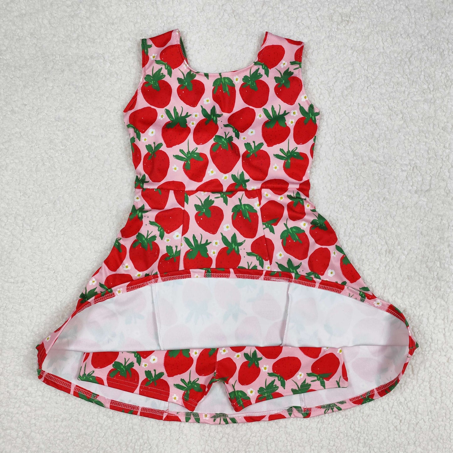 RTS NO MOQ ETA 5/7days Arrived GSD1843 Strawberry flower pink sleeveless yoga pants skirt dress