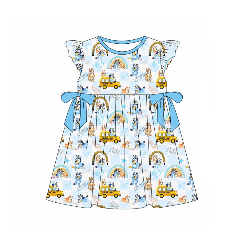 no moq GSD1847 pre-order baby girls clothes cartoon dog flying sleeve dress-2025.1.4